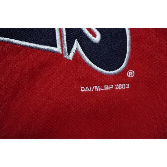 Vintage 2000s Dynasty Angels MLB Jersey Red White Raglan Button Up Men’s Medium - Picture 6 of 6